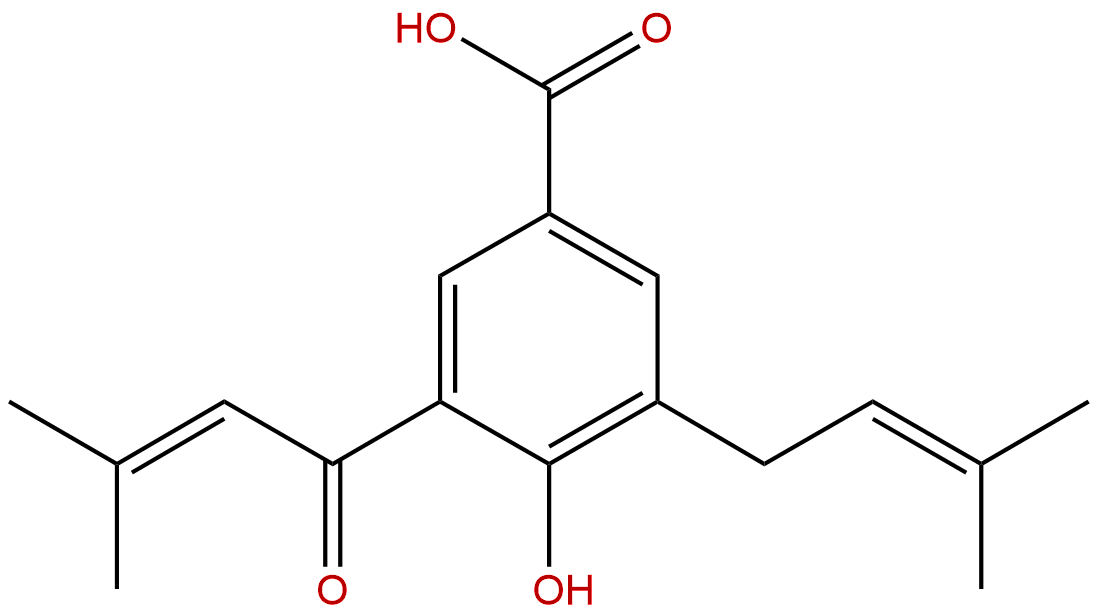 4-Hydroxy-3-(3-methyl-2-butenoyl)-5-(3-methyl-2-butenyl)benzoic acid