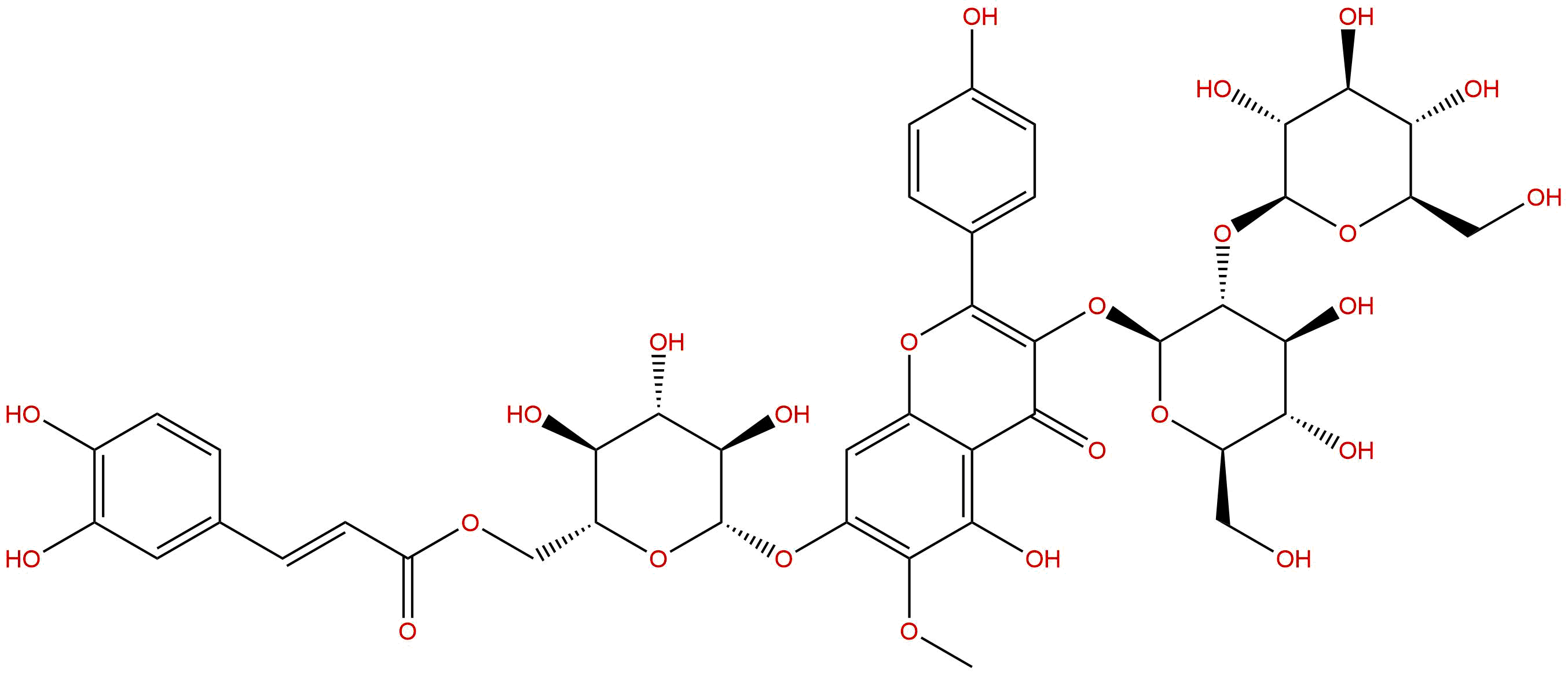 6-甲氧基山柰酚-3-O-β-D-葡萄糖基(1'''→2'')-β-D-葡萄糖基-(6''''-（E）-咖啡酰基)-7-O-β-D-吡喃葡糖苷