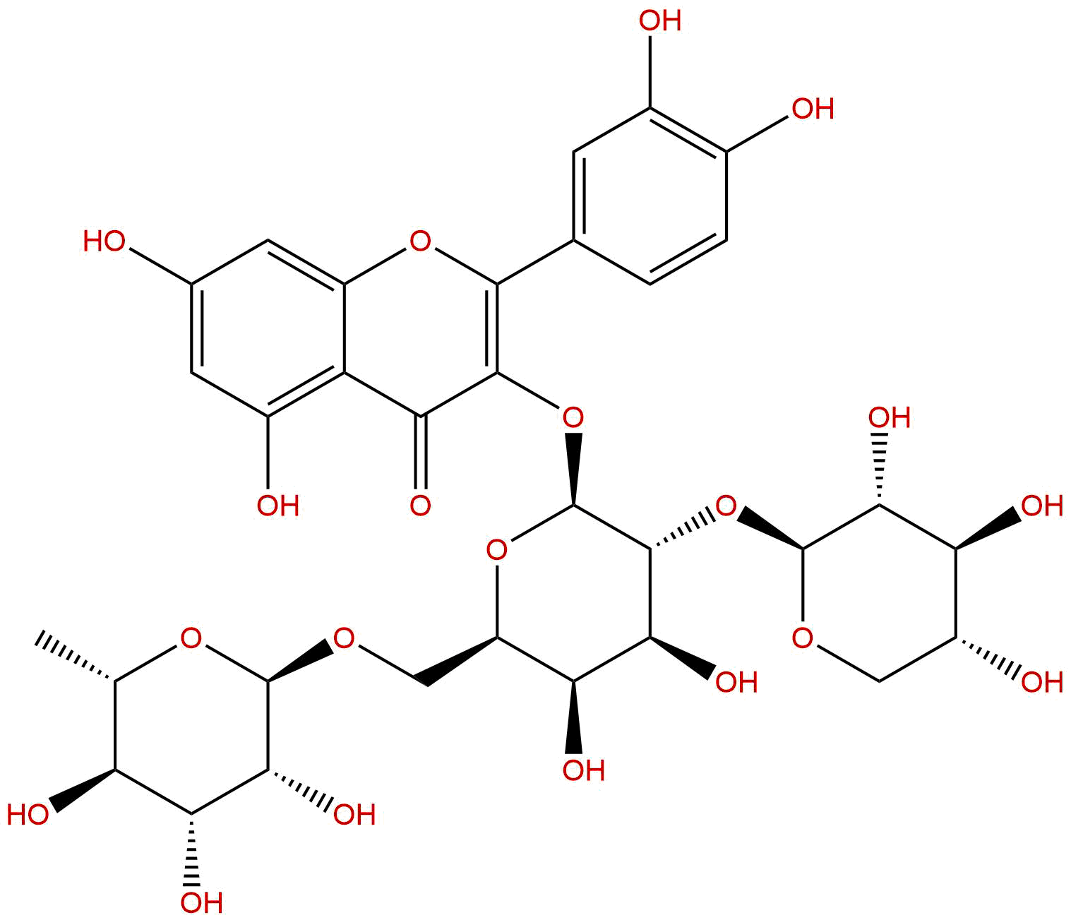 槲皮素-3-O-β-D-木糖（1-2）-[α-L-鼠李糖-(1-6)]-β-D-半乳糖苷