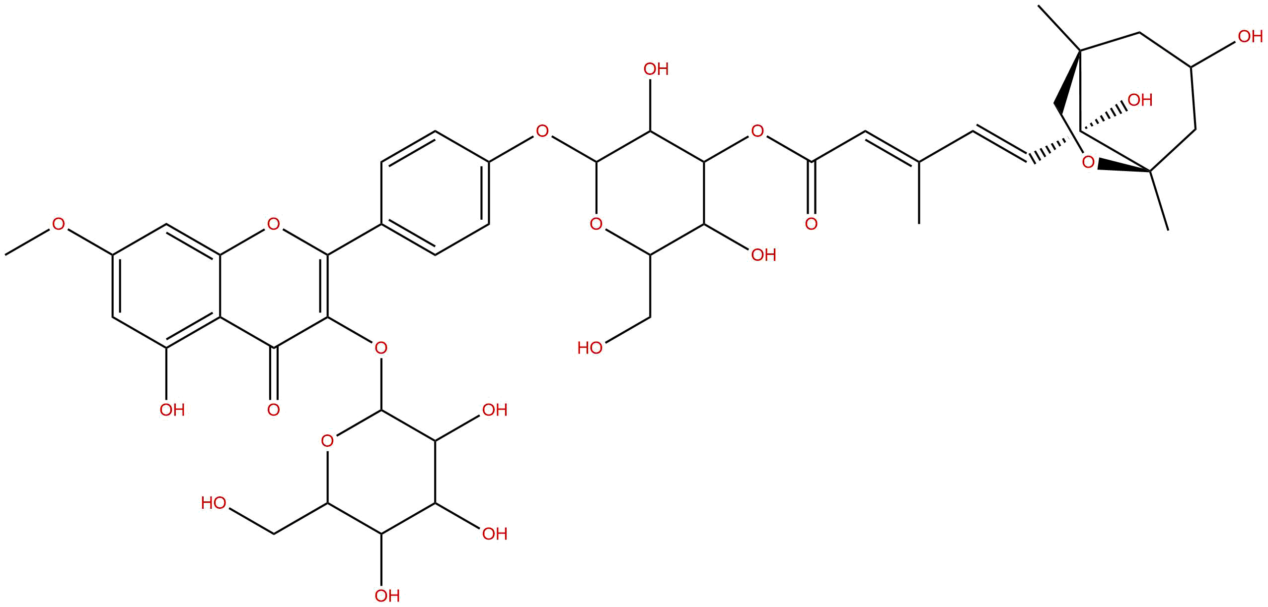 鼠李柠檬素-3-O-β-D-吡喃葡萄糖-4'-O-(3'''-O-二氢红花菜豆酰)-β-D-吡喃葡萄糖苷