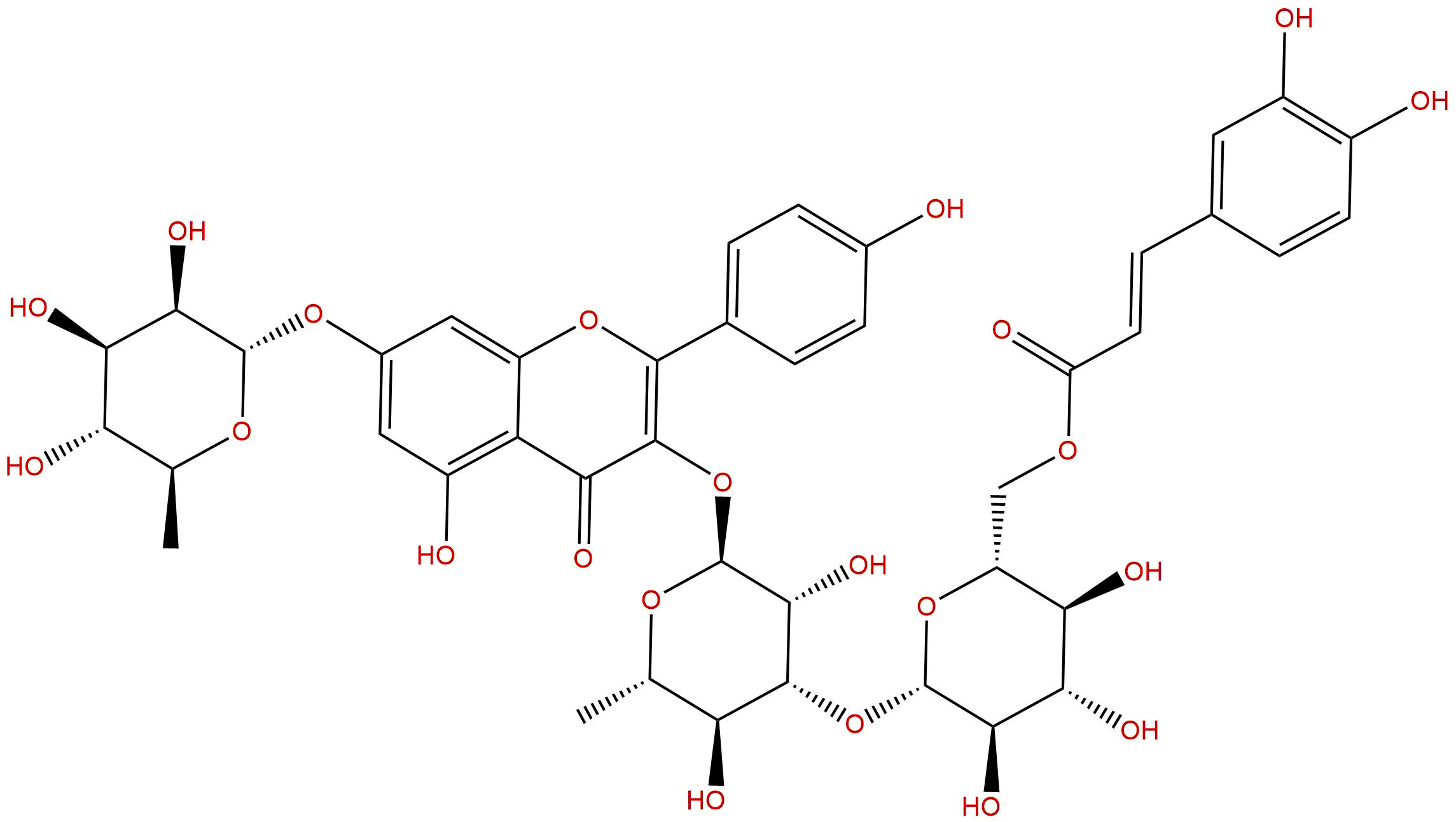 山柰酚-3-O-（6-O-(E)-咖啡酰基-β-D-吡喃葡萄糖基-(1→3)-α-L-吡喃鼠李糖苷）-7-O-α-L-吡喃鼠李糖苷